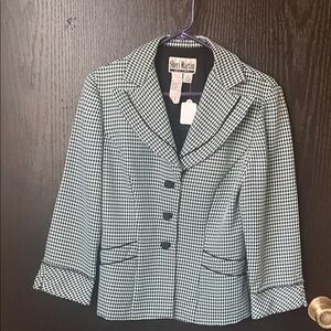 ❄️WOMEN Sheri Martin Houndstooth Blazer in Black and light green